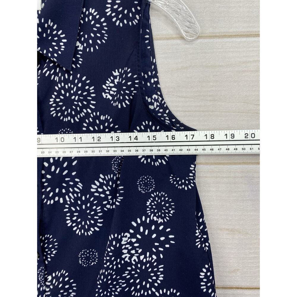 Cabi Top Womens S Sleeveless Button Up Blue Geometric Floral Mod Retro Boho - Picture 7 of 10